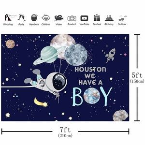 Baby Boy Shower Banner Outer Space Theme
